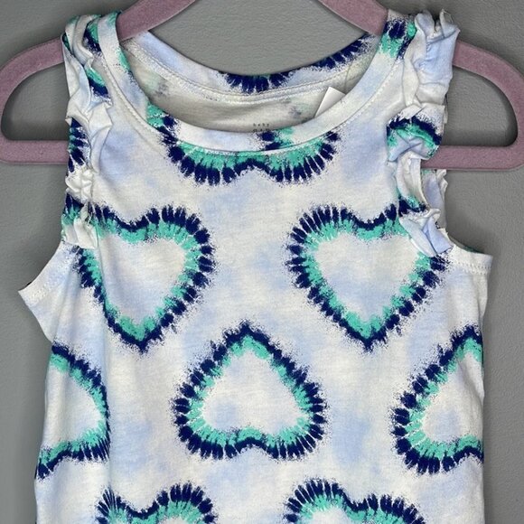 GAP NWT Girls Tank Top White Blue Ruffled Heart Tie Dye Cotton Various Sizes - Picture 3 of 8